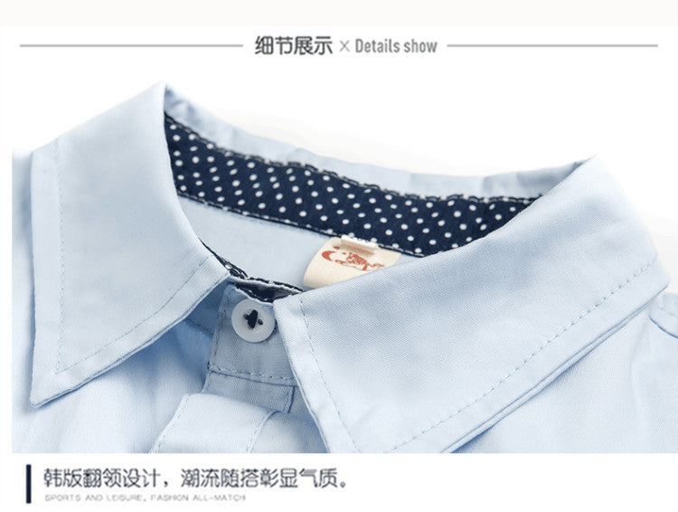 School Boys Shirts Short Sleeve Blouses For Boys Children Clothing Cotton Turn-Down Collar Kids Tops 5 7 9 11 13 15 Years Old
