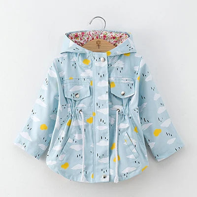 2025 Kids Coats Outwear Clothing Girls Jackets New Spring Fashion Printing Girls Windbreaker Embroidery Hooded Girls jackets