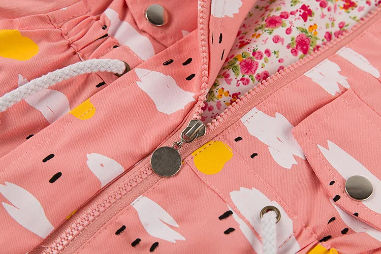 2025 Kids Coats Outwear Clothing Girls Jackets New Spring Fashion Printing Girls Windbreaker Embroidery Hooded Girls jackets