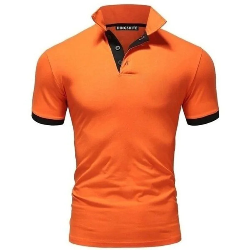 Polo Shirt Men Casual Cotton Solid Color Poloshirt Men&
