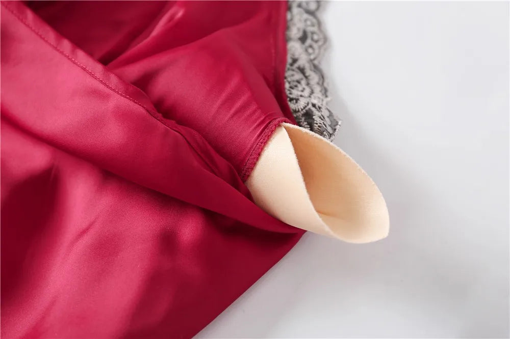 Casual Women Sleepwear Satin Pajamas 4PCS PJS Set Sexy Nightwear Kimono Bathrobe Gown Lace Intimate Lingerie Soft Homewear