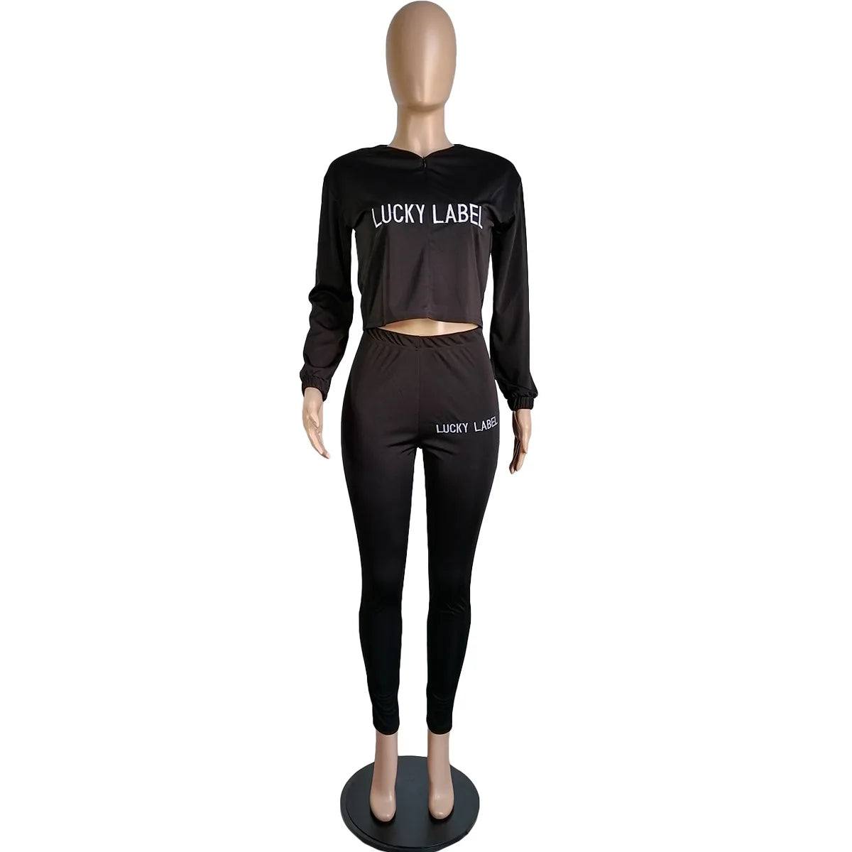 2021 Fall Clothes for Women Letter Printing Casual Elastic Waist Loungewear Women Fashion New Arrival Long Sleeve Two Piece Set