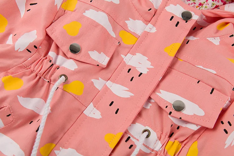 2025 Kids Coats Outwear Clothing Girls Jackets New Spring Fashion Printing Girls Windbreaker Embroidery Hooded Girls jackets