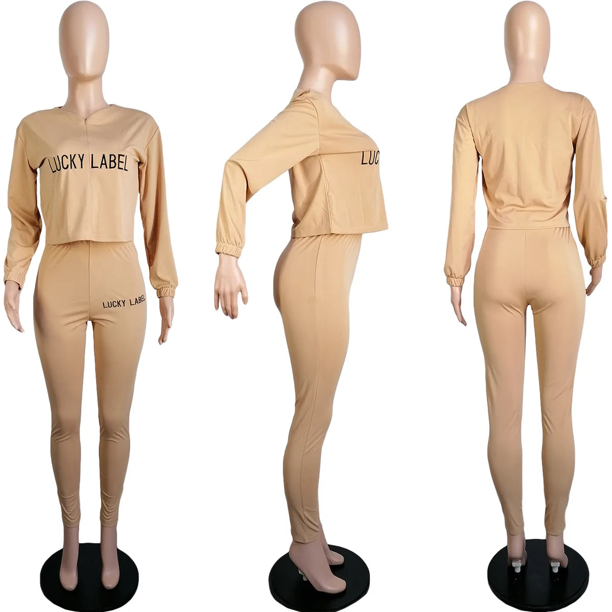 2021 Fall Clothes for Women Letter Printing Casual Elastic Waist Loungewear Women Fashion New Arrival Long Sleeve Two Piece Set