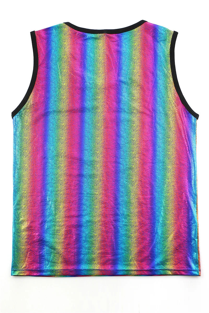 Men Tank Tops Clothing Bodybuilding Gyms Tank Top Fitness Sleeveless Shirt Striped Shinning Undershirt Fashion Vest