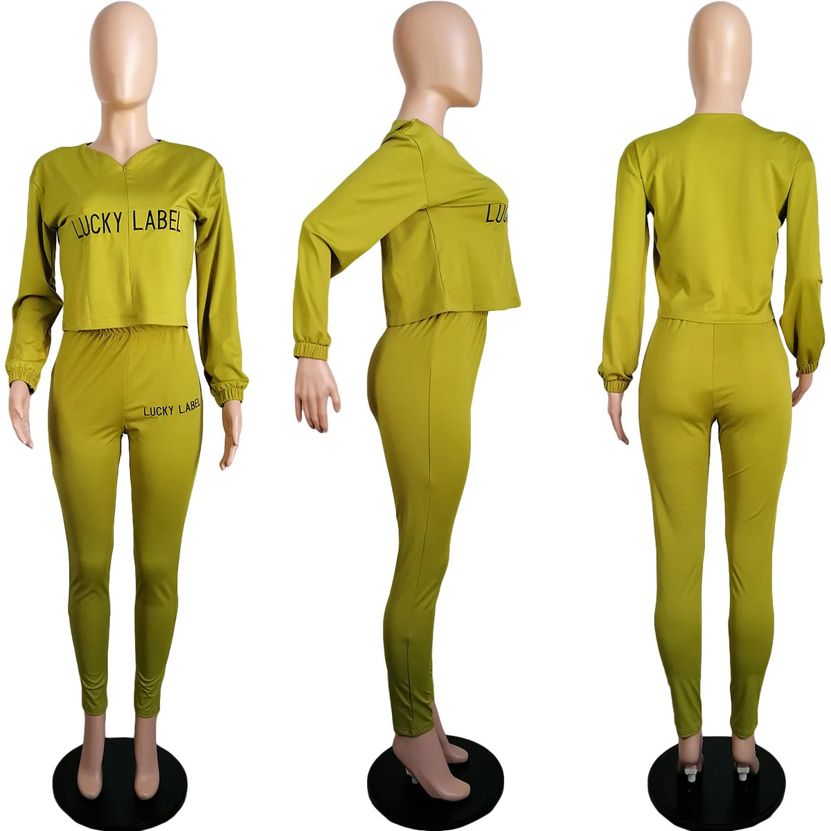 2021 Fall Clothes for Women Letter Printing Casual Elastic Waist Loungewear Women Fashion New Arrival Long Sleeve Two Piece Set