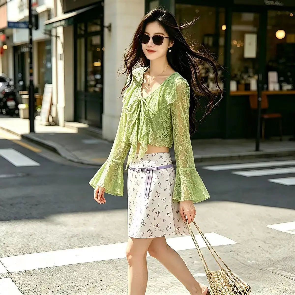 2026 New Skirt Summer Idyllic Small Floral High Waist Exquisite A-sub Short Skirt