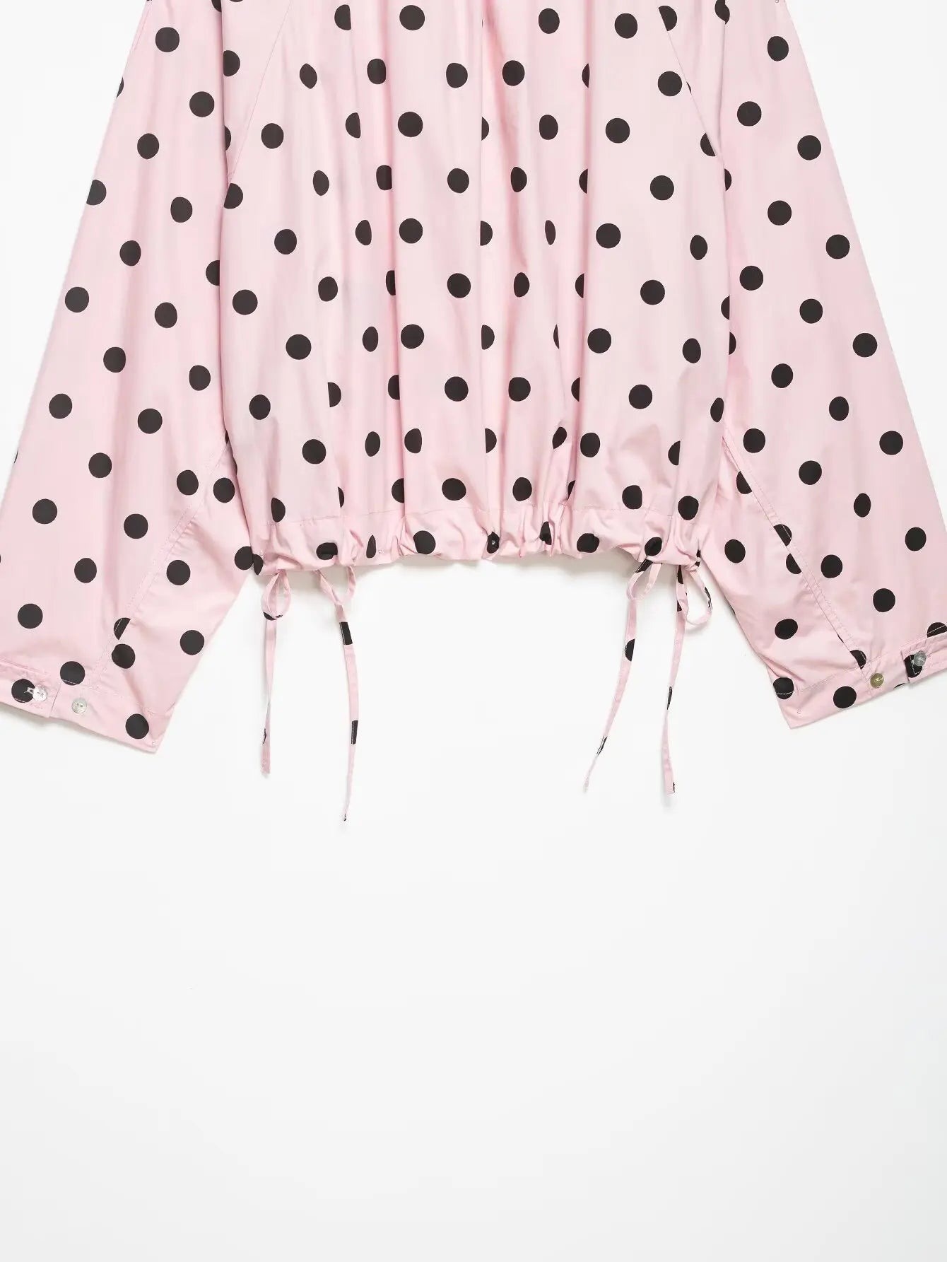 HH Women Elegant Fashion Polka Dot Pink Jacket Single Breasted High Collar Drawstring Coat Spring Lady Trend Street Outwear