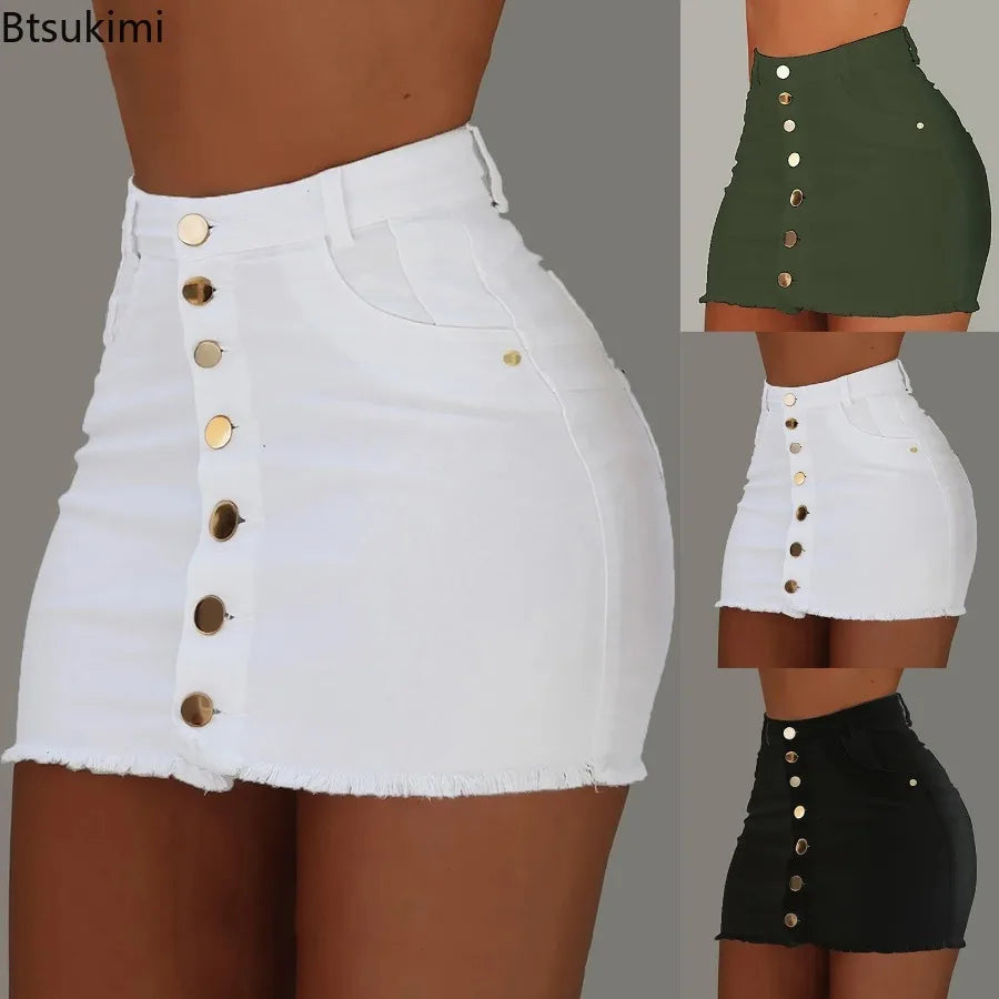 Jeans Skirt Women Shorts Comfortable Soft Breathable Denim Short Skirts Elastic Fashionable Hip Skirt Ruffle Table Skirt Female