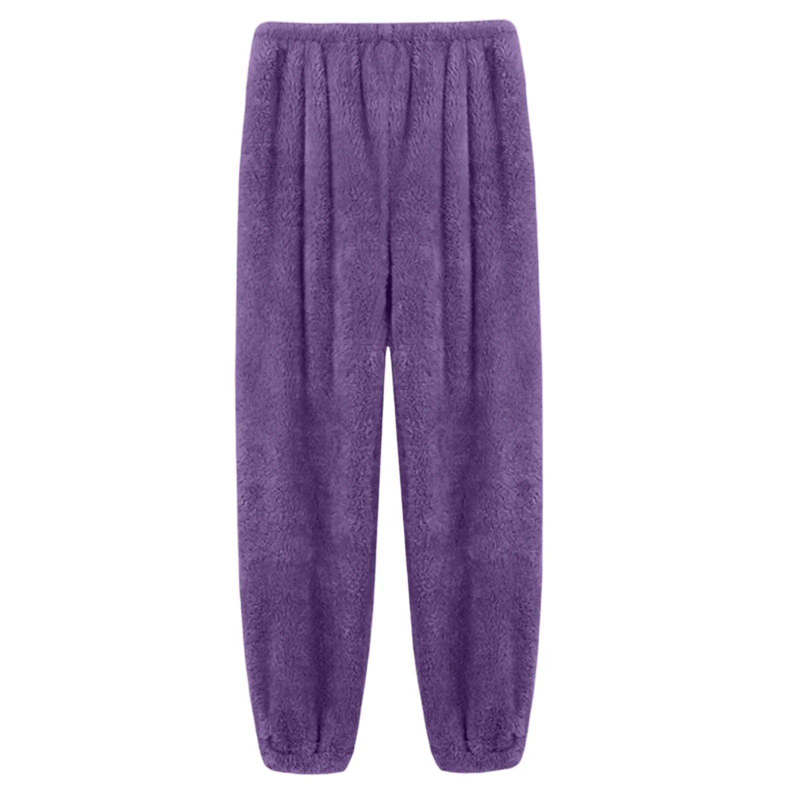 Pajamas Pants For Women Warm Winter Solid Color Sleepwear Pyjamas Plush Pants Women Nightwear Fashionable Home Wear