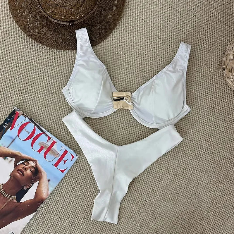 Push Up Swimwear Women Swimsuits 2025 Sexy Brazilian Bikini Set Thong Micro Biquini Female Bathing Suit Solid Beachwear