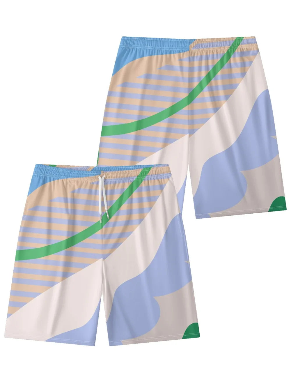 Lines Abstract Colorful Art Printed Urban Shorts Summer Essential Cool Chic Beachwear Gym Streetwear Couple All-Match Oversized