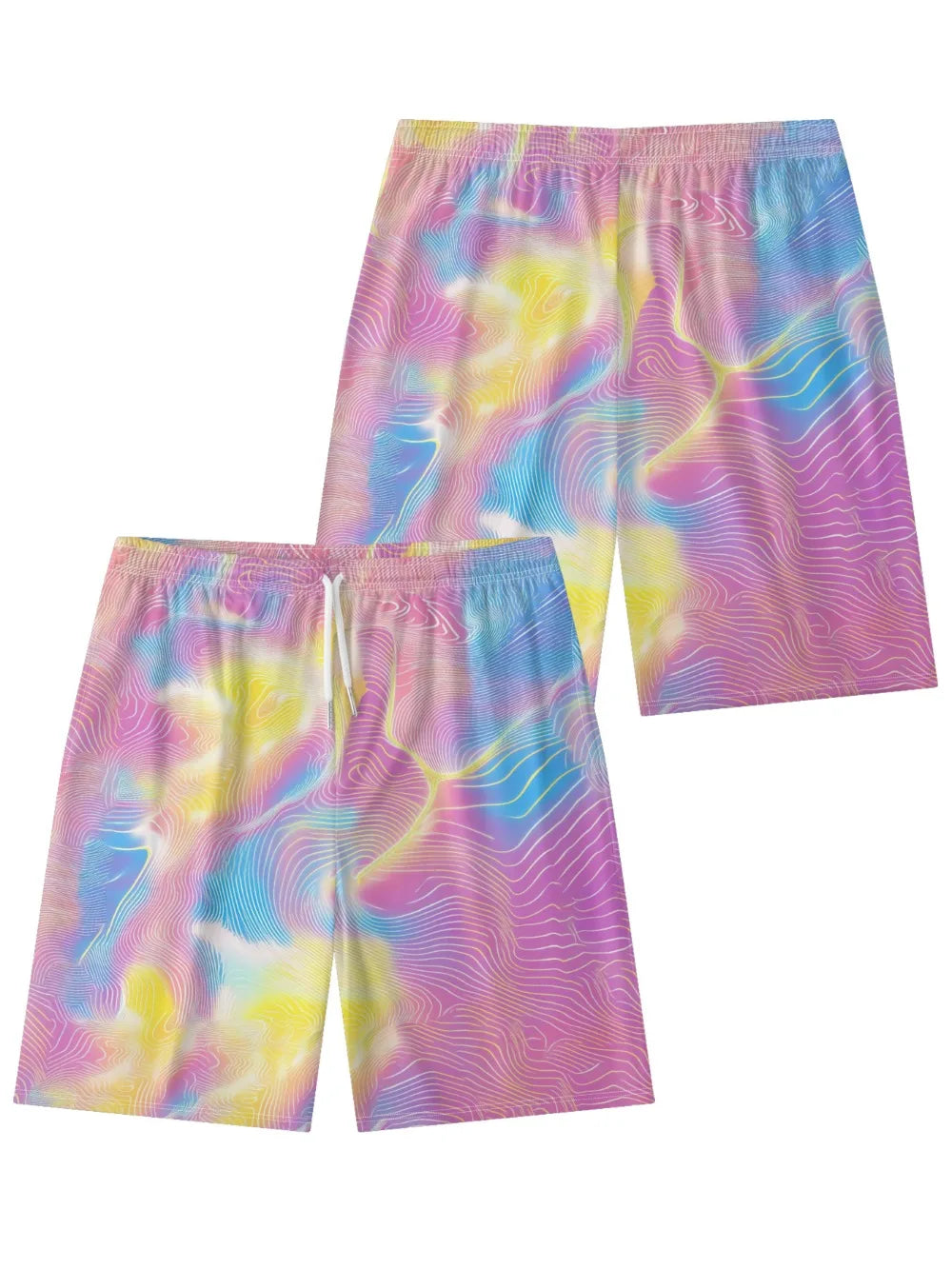 Lines Abstract Colorful Art Printed Urban Shorts Summer Essential Cool Chic Beachwear Gym Streetwear Couple All-Match Oversized