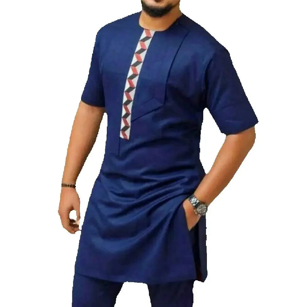 Kaftan Men Wedding Suits Groom Embroidered Pocket Top And Pants Kaunda Suit African casual Outfits Party Fashion Two-piece Set