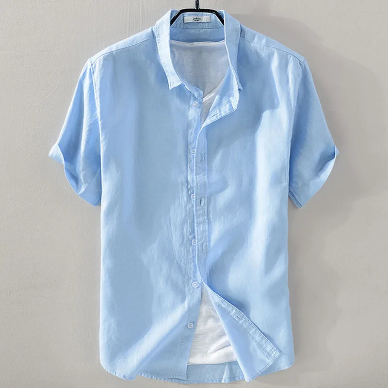 Pure Linen Short-sleeved Shirt Men&
