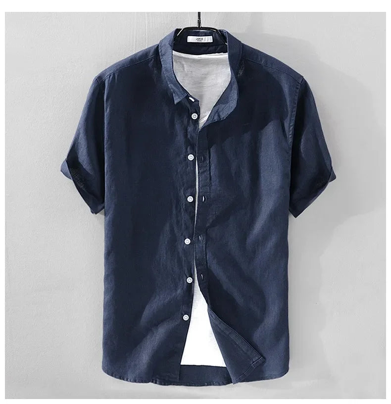 Pure Linen Short-sleeved Shirt Men&