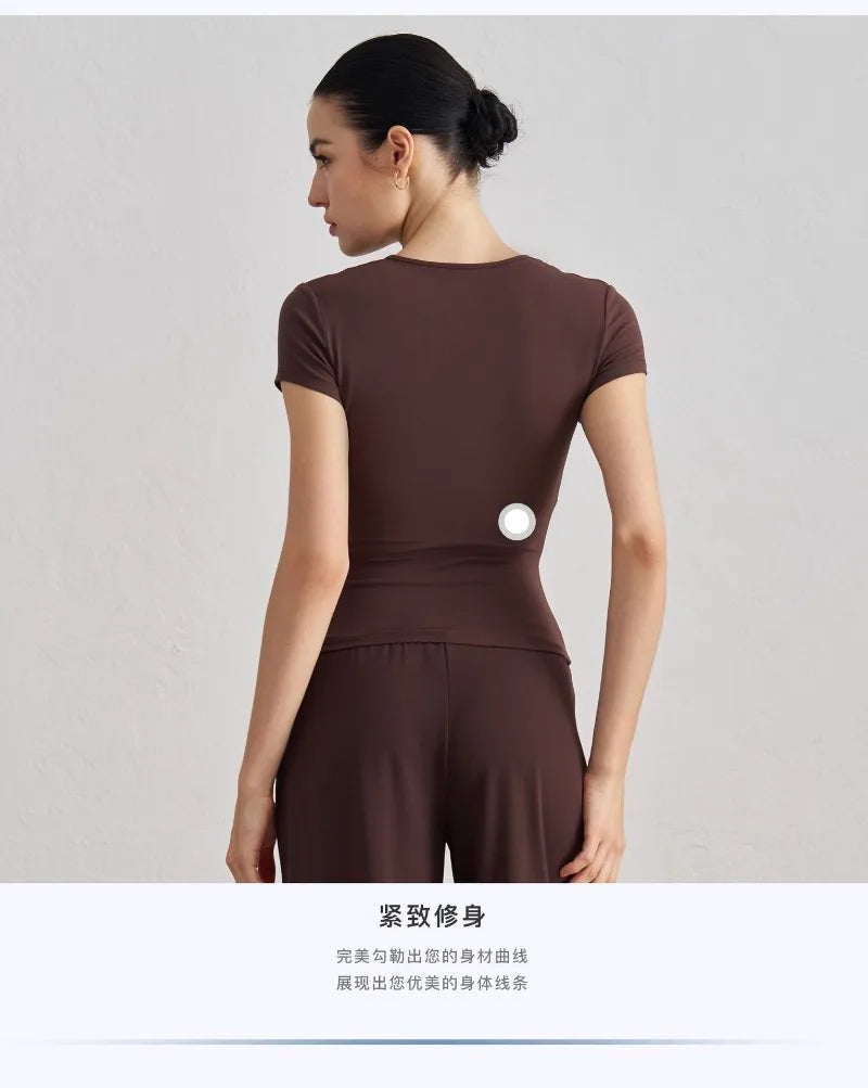 Women Sports Top Gym Clothes Woman Yoga Wear Slim Fit Short Sleeve T Shirt Summer Breathable Running Training Naked Feeling