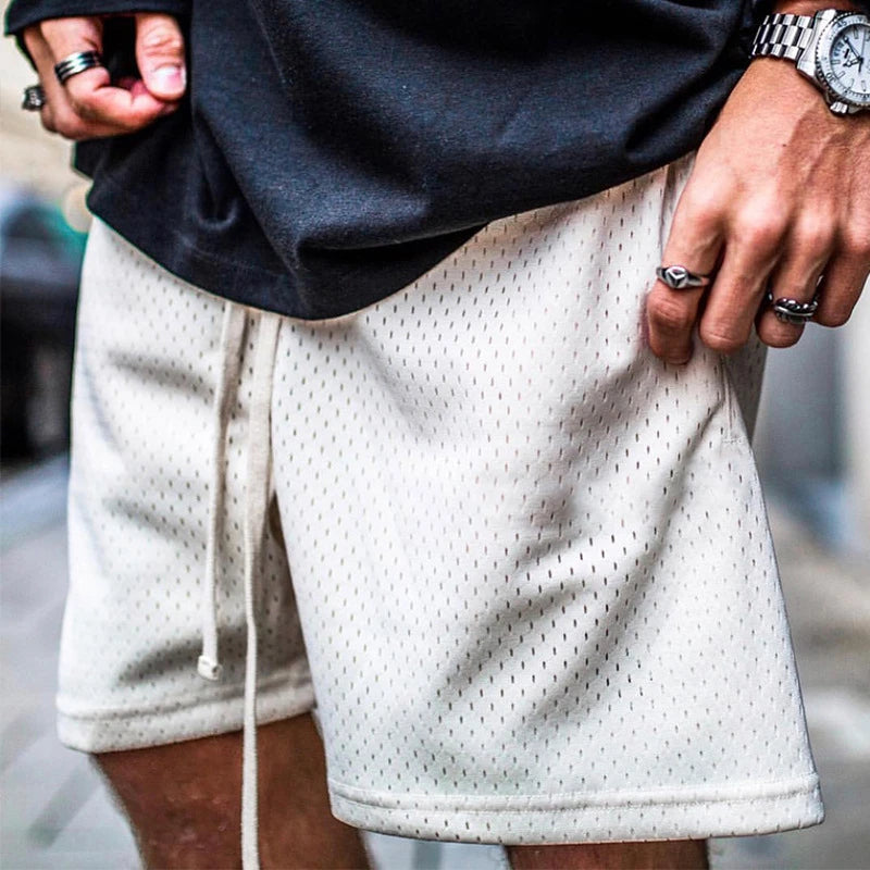 Summer Beach Shorts Plain Gym Shorts Mens Mesh Quick Dry Breathable Basketball Shorts Man Bodybuilding Fitness Shorts