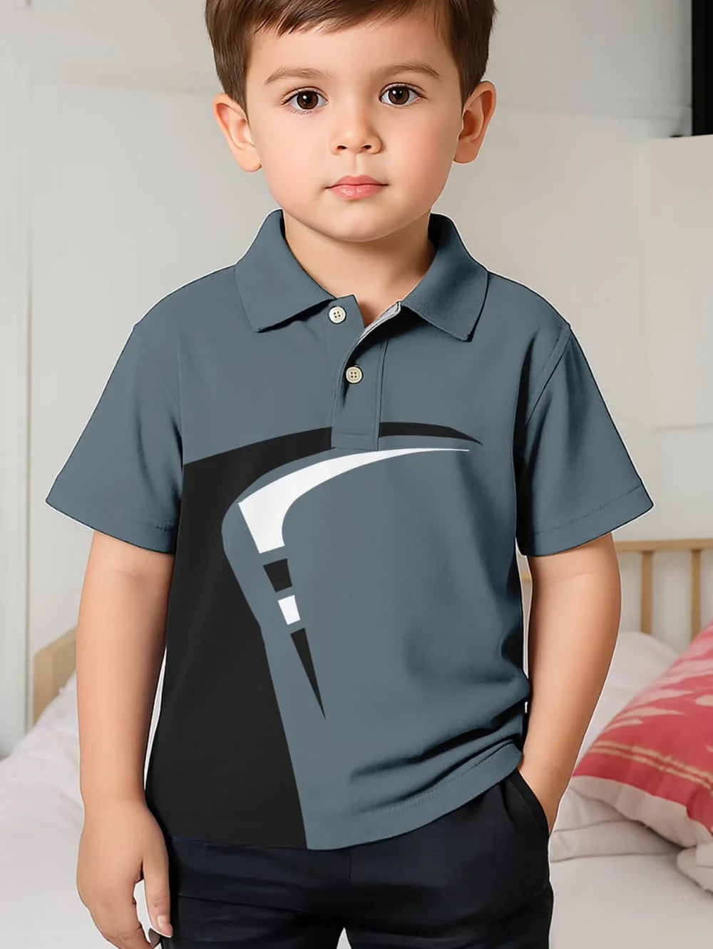 Polo Shirts for Kids Gradient Striped 3D Print Fashion Child Polo Shirt Boy Clothes Lapel Tops Street Casual Children&