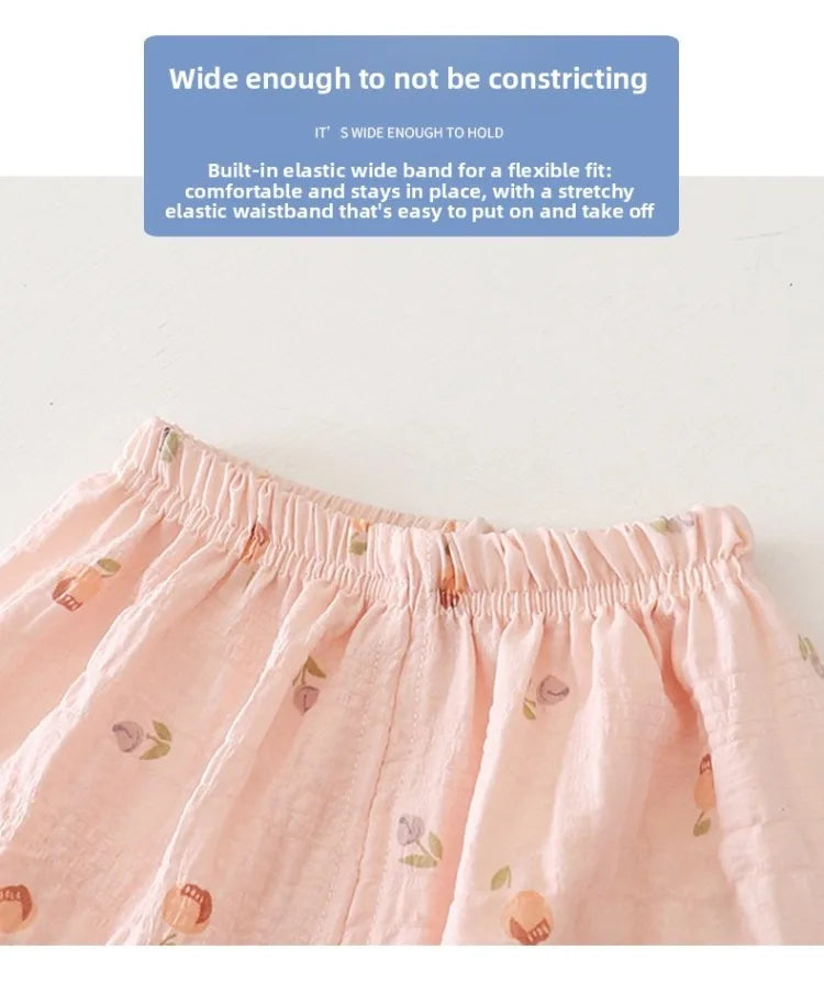 Summer Child Clothing Sets in Air-conditioned Room Girls Breathable Comfortable Long Sleeve Lace Home Clothes Sets Kids Pajamas