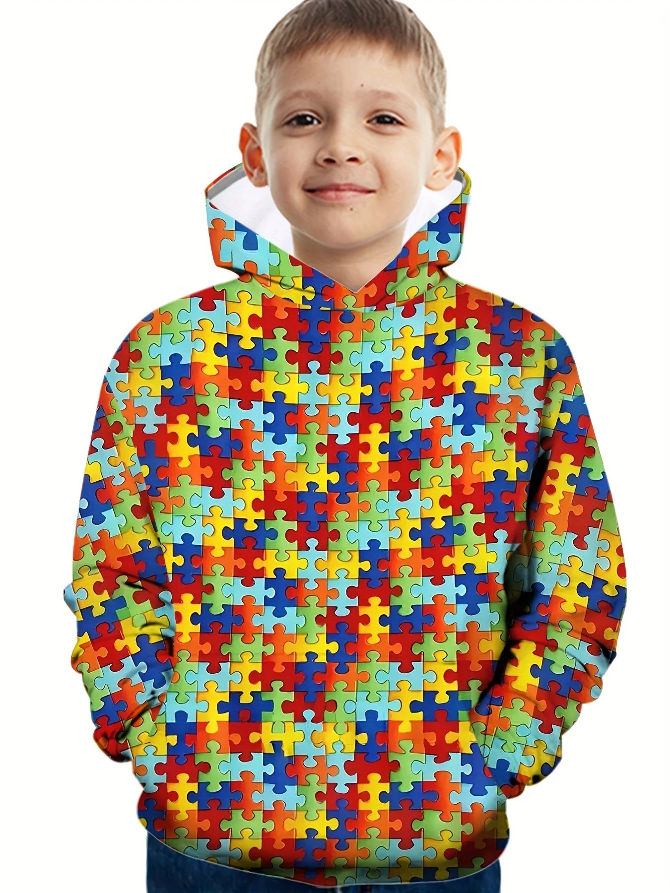 Kids Clothes Boy Hoodies Girl Clothes Long Sleeve Building Block Print Casual Kids Summer Autumn Clothes Top Children&