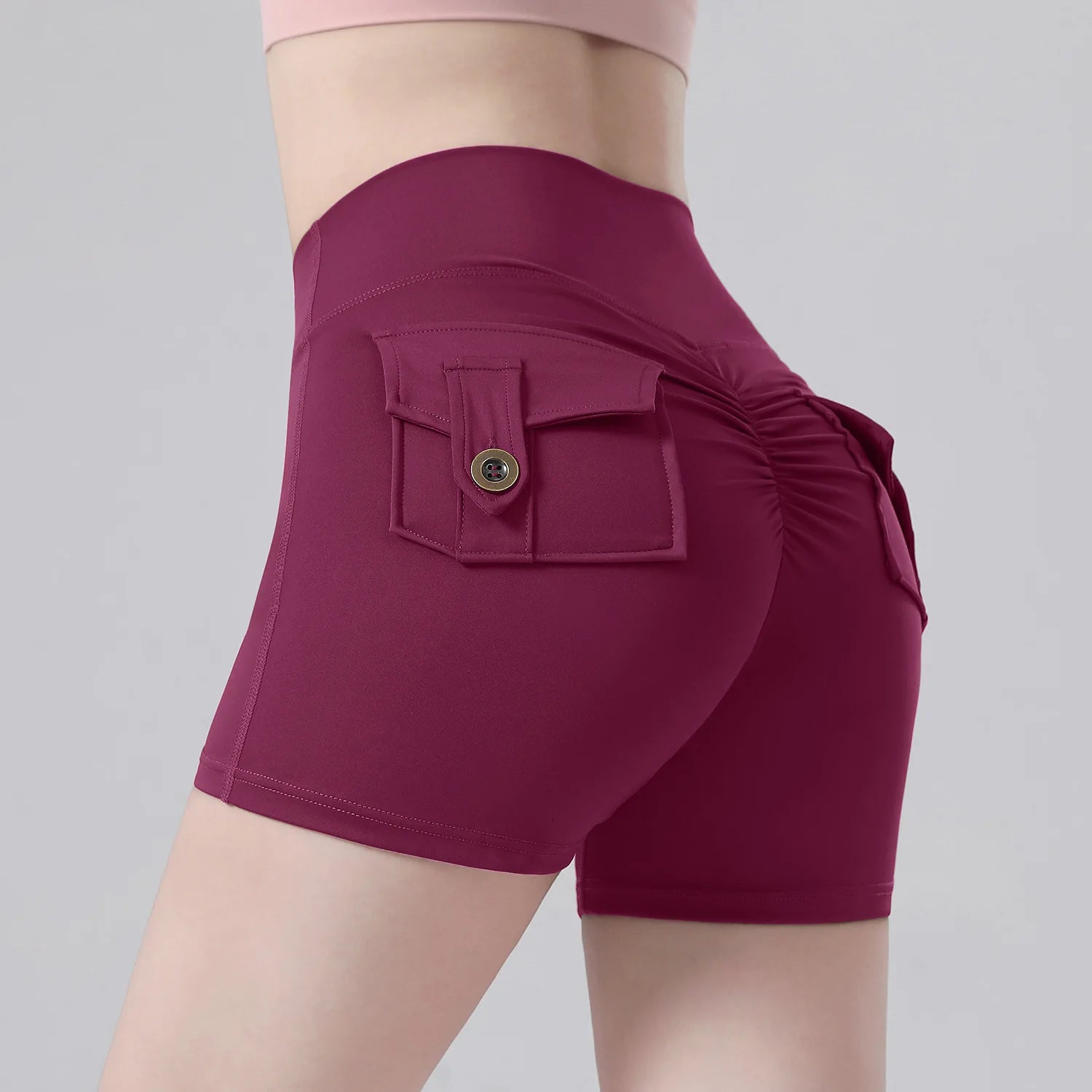 Sports shorts, no embarrassing lines, quick-drying, peach butt lift, cargo style, yoga and fitness pants.