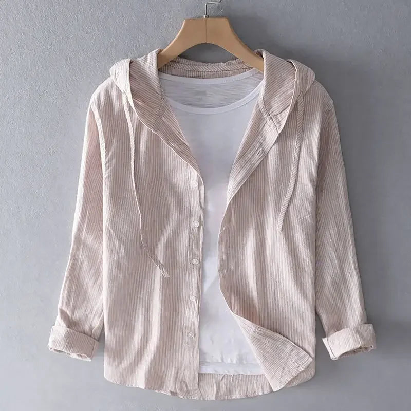 Long-sleeved Spring Summer New Solid Inen Shirt Trendy Men&