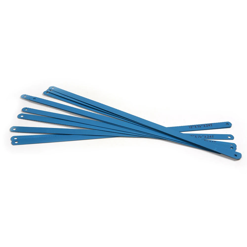 10Pcs Carbon Steel 12 Inch 24T 300mm Hacksaw Blades Metalworking Saw Blades for Cutting Metal DIY Hand Tools