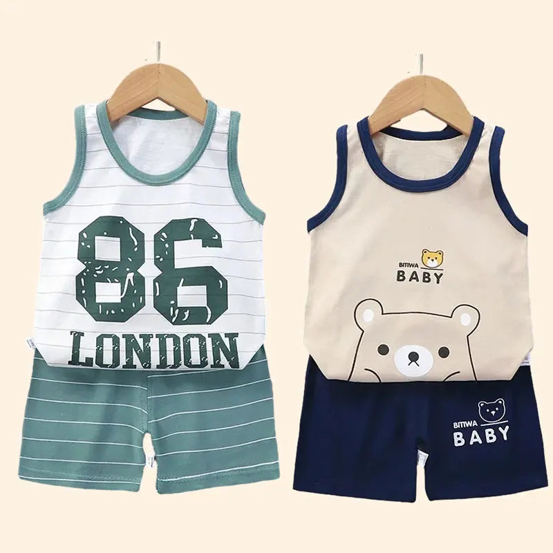 Children Sets Kids Clothes Boys Girls Vest Suit Summer Children&