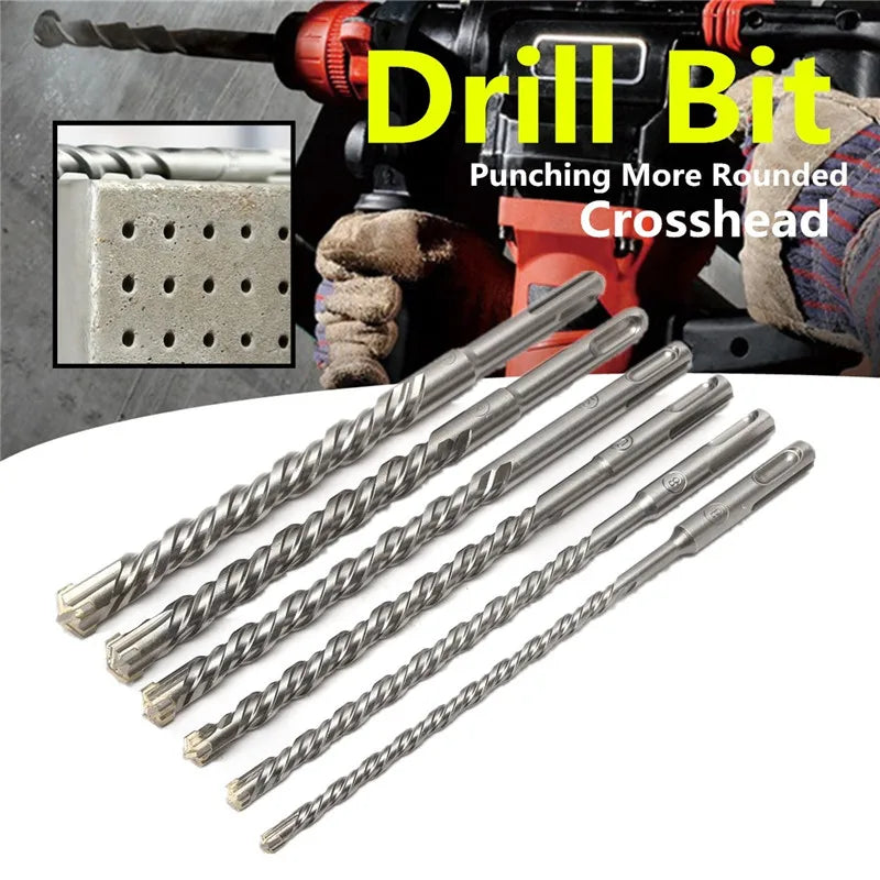JUSTINLAU A Round Handled Electric Hammer Drill Made of Tungsten Steel and Hard Alloy Penetrates Walls and Impacts Concrete