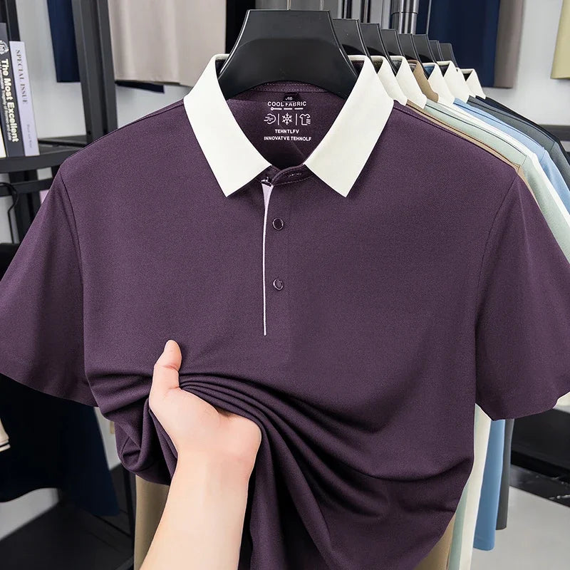 Polo Shirt for Men Short Sleeve Contrast Collar Design Soft Comfortable Fabric for Office and Casual