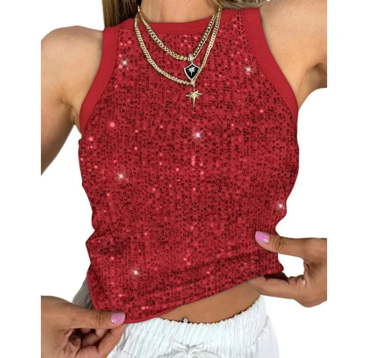 Tank Top for Women 2025 Summer New Pearl Leopard Print Small Sleeveless T-shirt Sexy Exposed Navel and Waist Color Blocked Vest