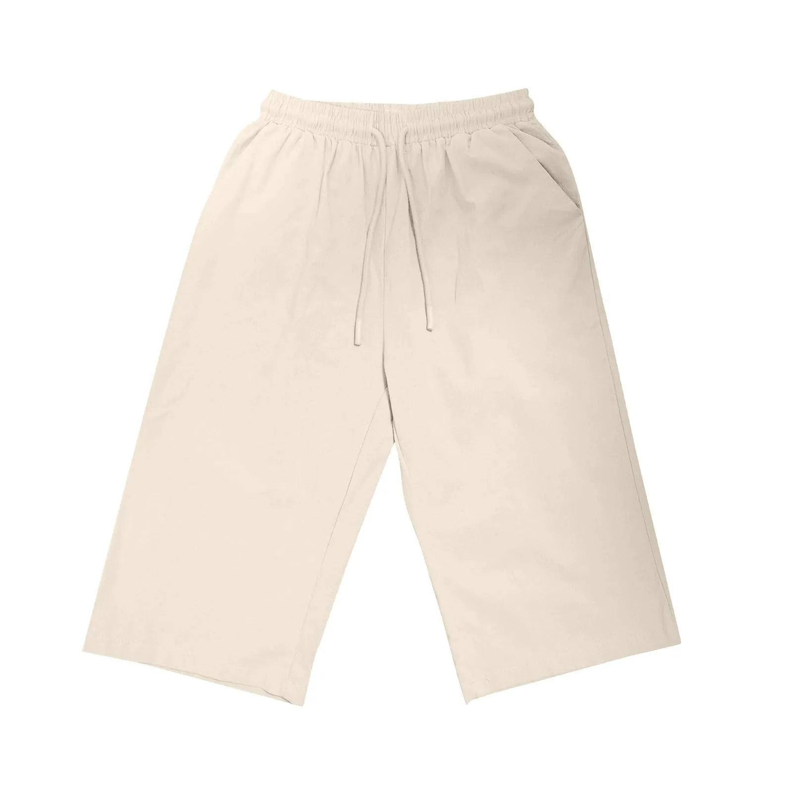 Casual Cotton Linen Pants For Female Streetwear Solid Color Wide Leg Capri Versatile Palazzo Pants Baggy Cargo Pants With Pocket