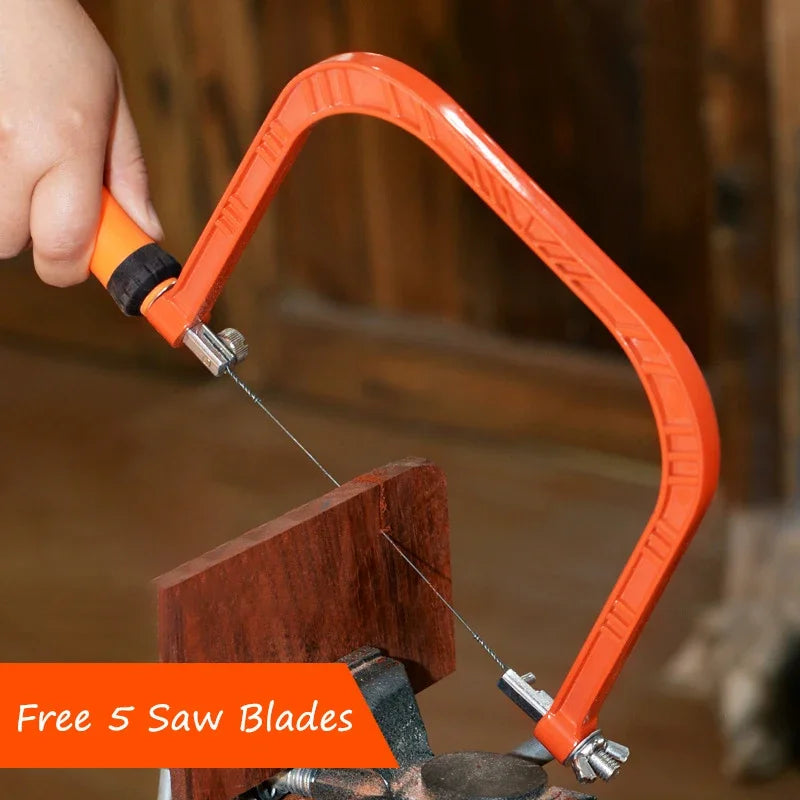 Adjustable Woodworking Saw Coping Saw With 5 Sawblade For Wood Bow DIY Tools Woodwork Wire Frame Saw Blade Cutting Hand Tool