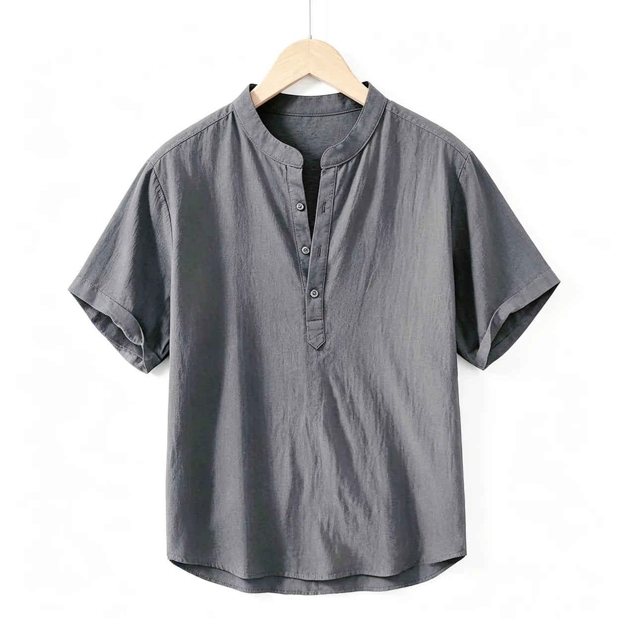 New Cotton Linen Shirts for Men Casual Shirts Lightweight Short Sleeve Henley Beach Shirts Hawaiian T Shirts for Men