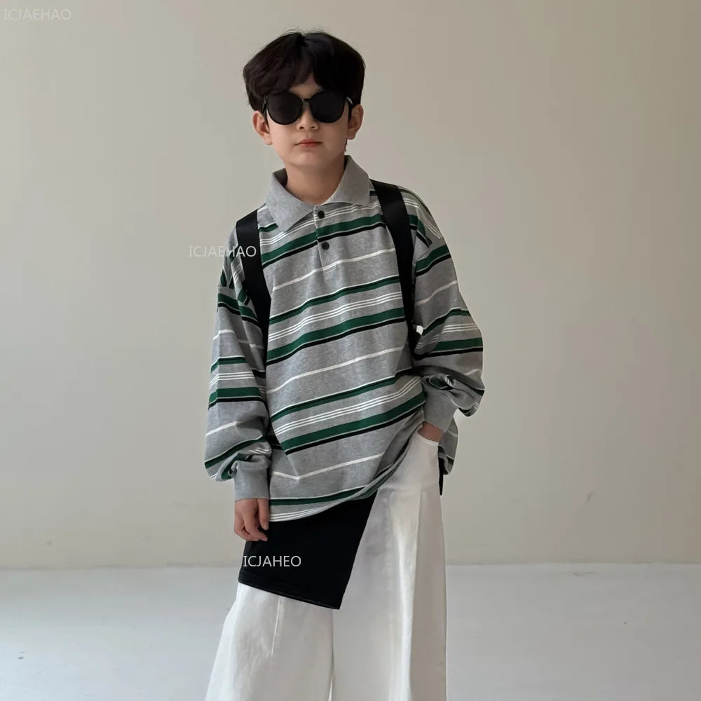 Kids Shirt Clothing Unisex Striped Long Sleeve Tops children Casual Wear Toddler Boys Girls Children Outfit Autumn Costumes