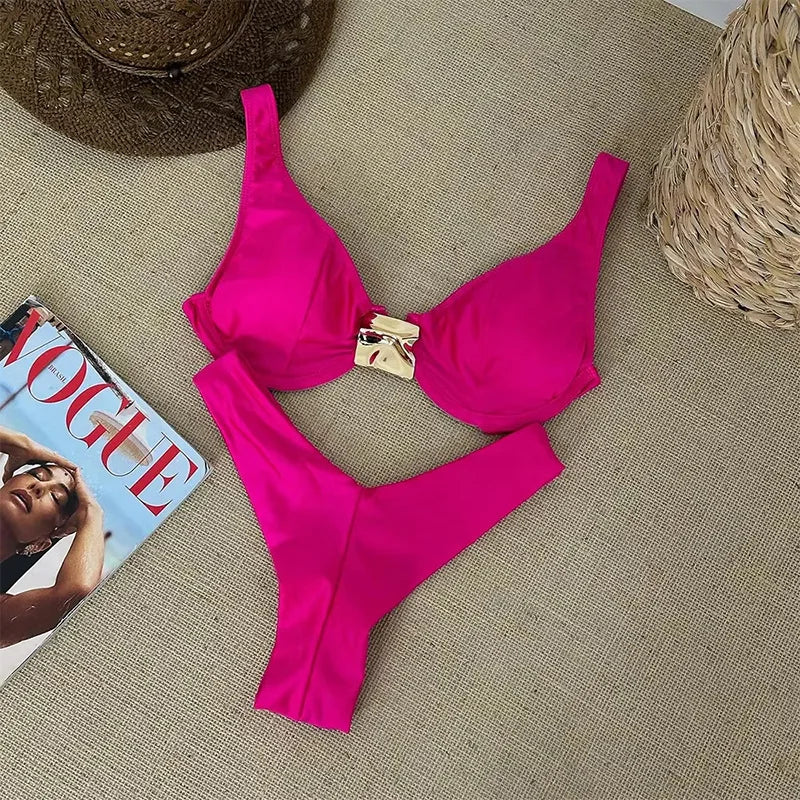 Push Up Swimwear Women Swimsuits 2025 Sexy Brazilian Bikini Set Thong Micro Biquini Female Bathing Suit Solid Beachwear