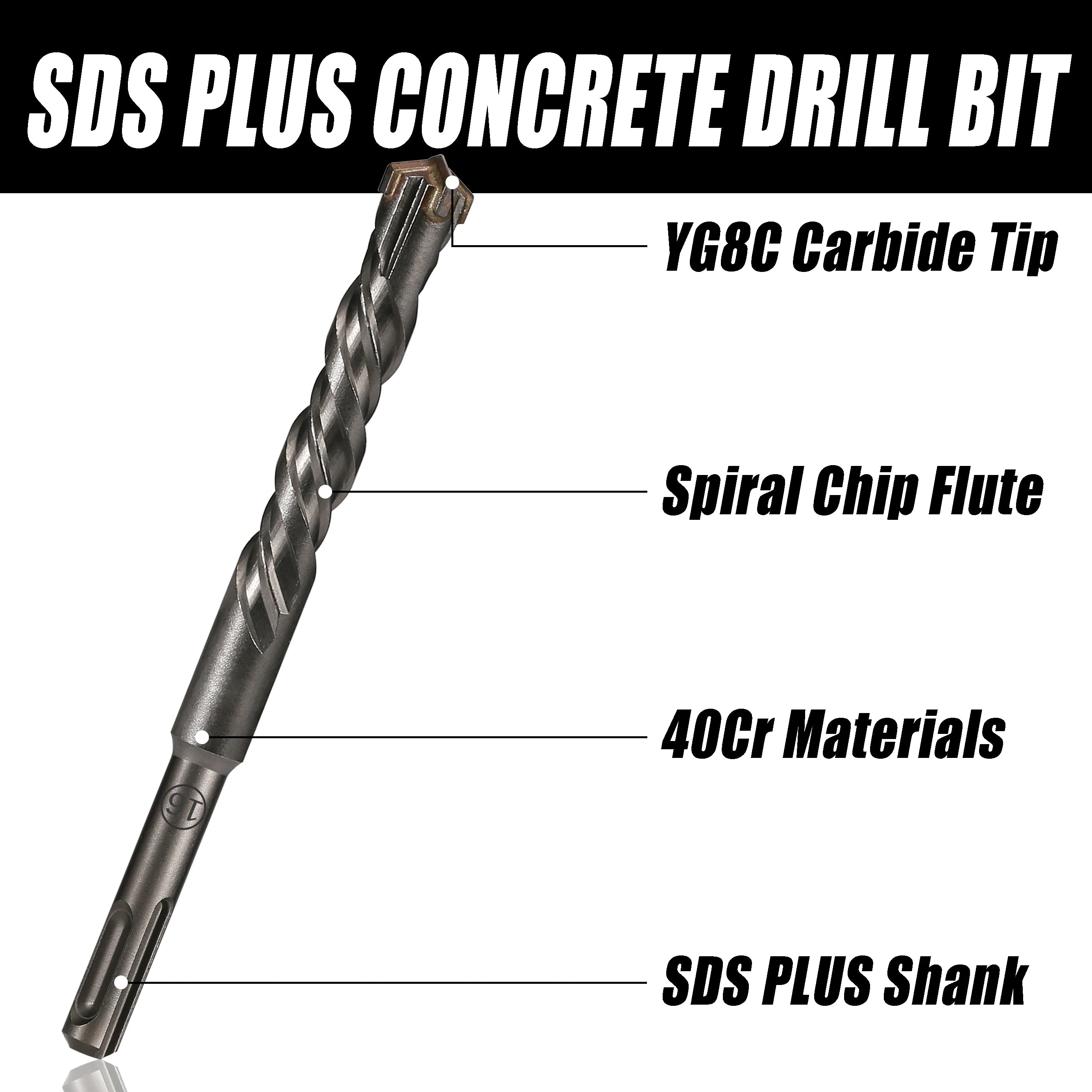 Extended Cross Electric Hammer Drill 110-500mm SDS Plus Through Wall Reinforced Concrete Hard Alloy Four Blade Impact Drill Bit