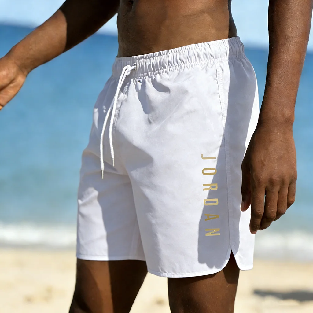 Summer sunshine beach shorts, summer swimming, fitness, fast drying breathable shorts, drawstring tied beach shorts