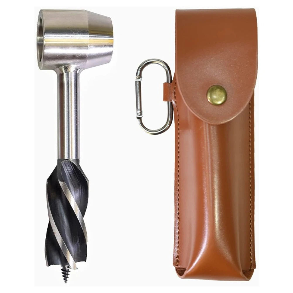 Outdoor survival tools, jungle woodworking hand drill, Scottish drill bit and handhole maker, with leather protective case.