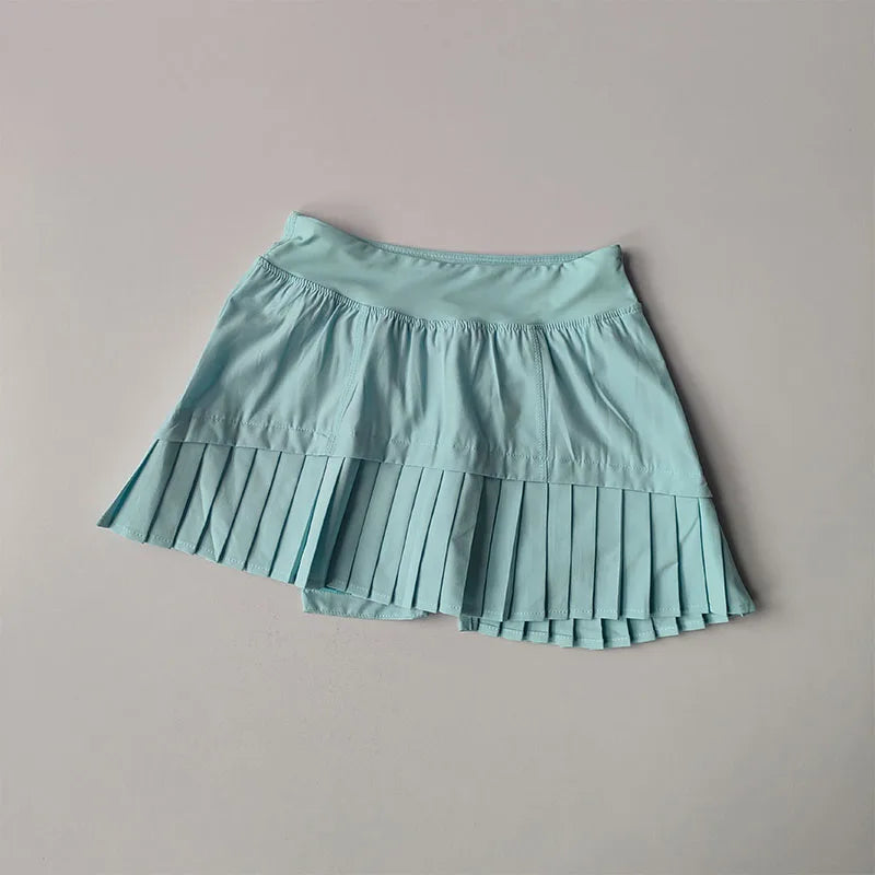 High Waisted Sports Short Skirt Summer New Style Cool Anti Glare Including Lined Shorts Fitness Yoga Quick Drying Pleated Skirt
