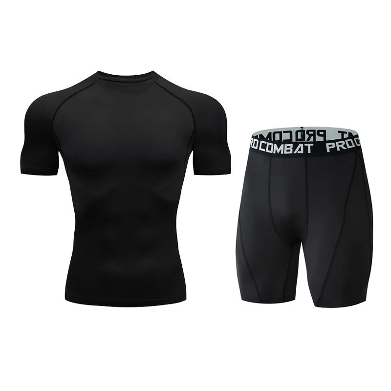 Gym Tight Training Clothing Workout Jogging Sports Set Fitness Men&
