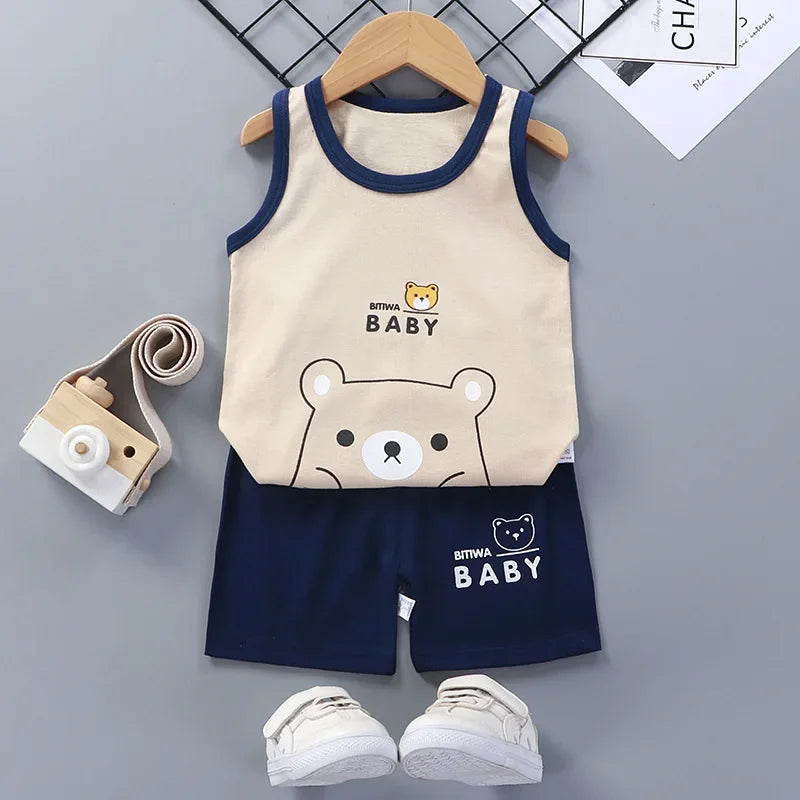 Children Sets Kids Clothes Boys Girls Vest Suit Summer Children&