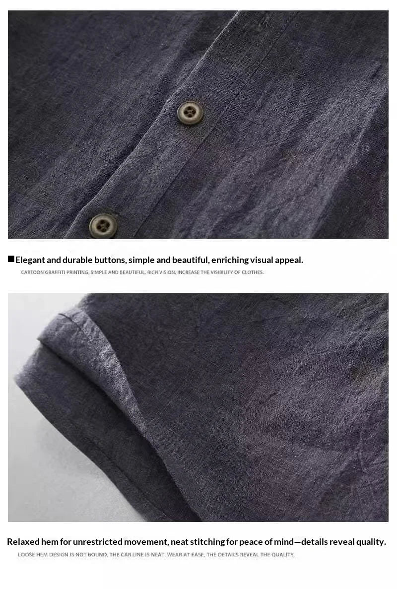 2026 New Cotton Linen Shirts for Men Casual Shirts Lightweight Short Sleeve Henley Beach Shirts Hawaiian T Shirts for Men