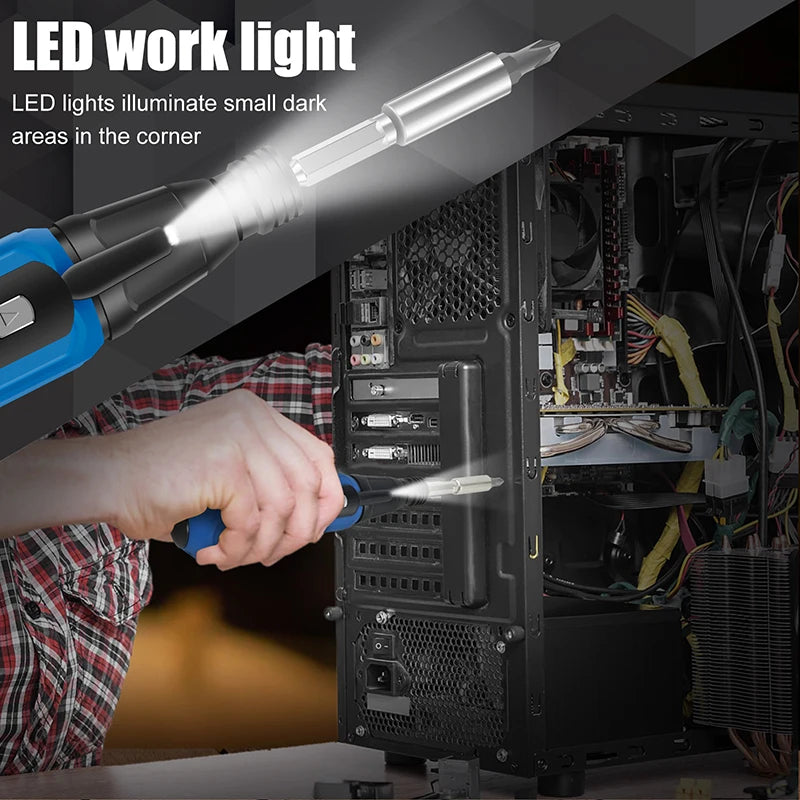 Electric Screwdriver 3.6V Mini Household Screwdriver Anti-Slip Handle Screwdrivers Straight Rod Rechargeable Driver Repair Tool