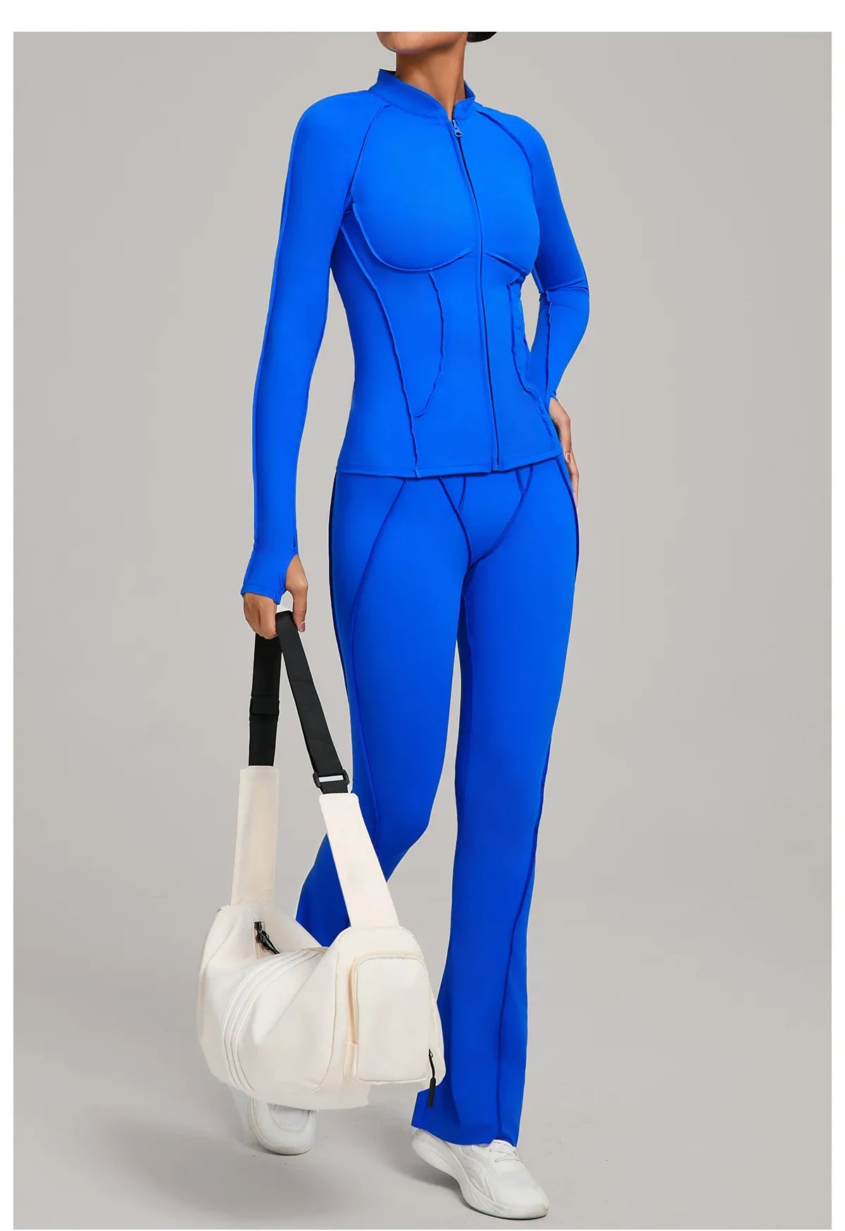New Gym Yoga Outfit for Women Zipper Long Sleeve Fitness Suit Daily Casual Running Fitness Sportswear Two-Piece Sets Coat+Pants