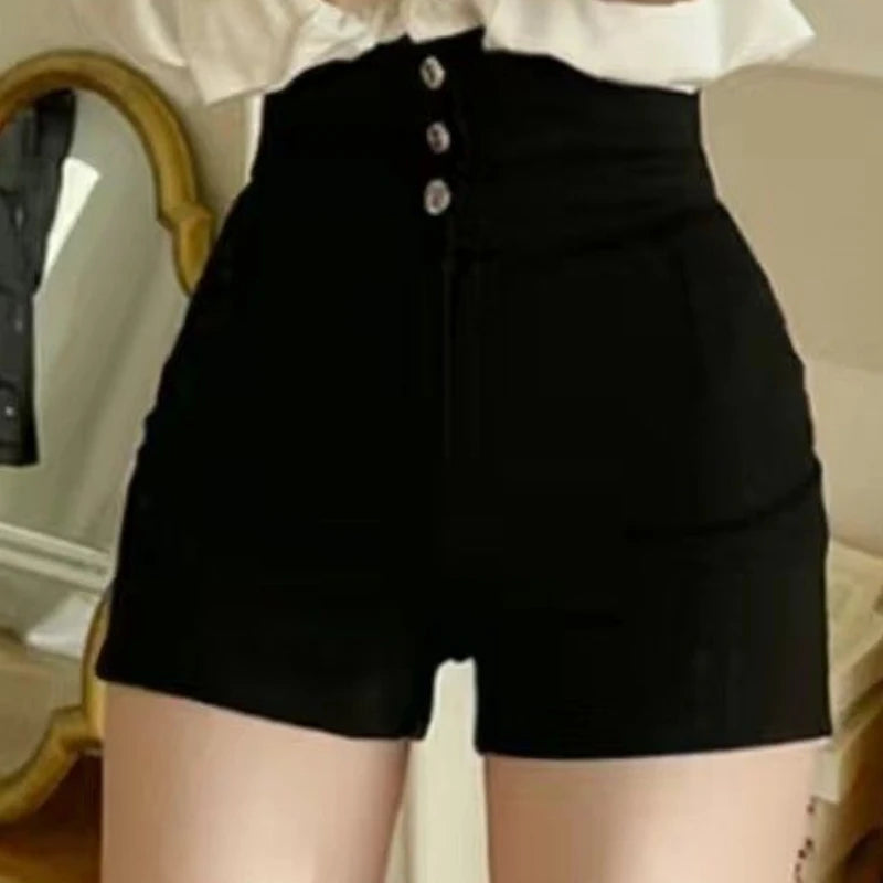 Shorts Women Classic Sporty All-match Slim Leisure Simple Holiday Faddish Streetwear Design Ulzzang Daily Solid Mature Folds New