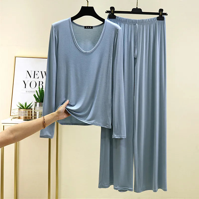 Pijama Feminina New Modal Comfort Sleepwear For Sleeping Clothes Long Sleeve Pant Set Women&