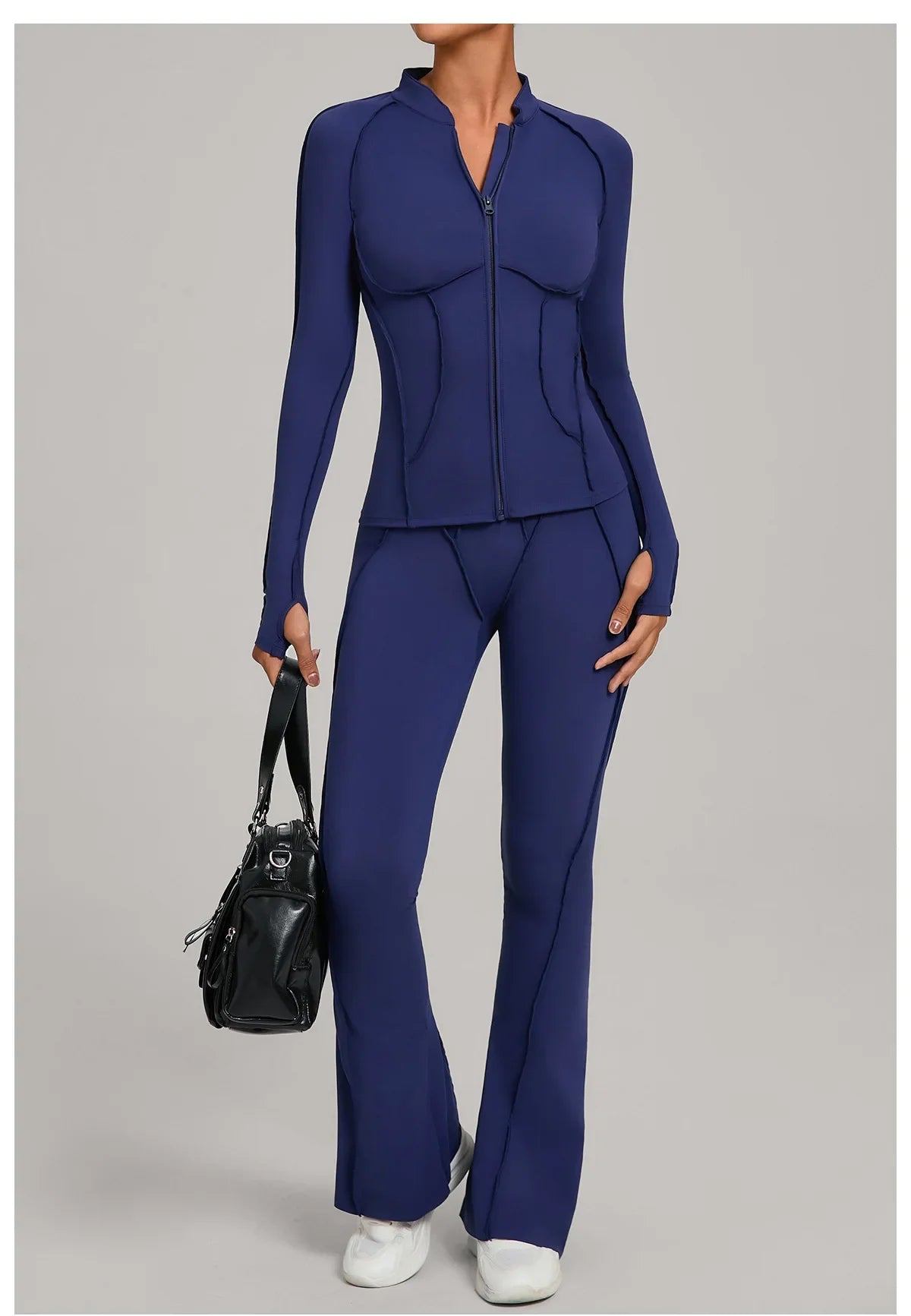 New Gym Yoga Outfit for Women Zipper Long Sleeve Fitness Suit Daily Casual Running Fitness Sportswear Two-Piece Sets Coat+Pants