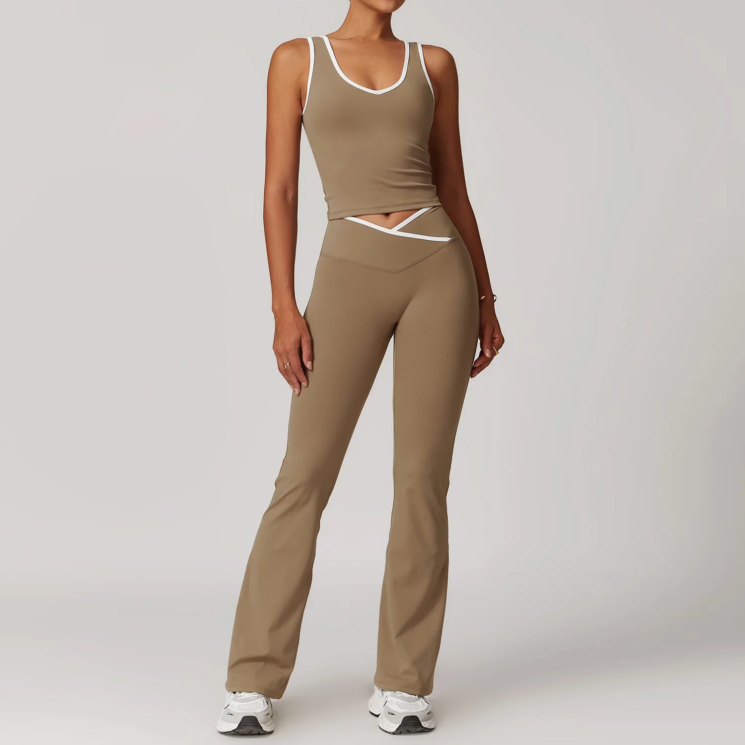 Women Gym Clothes Yoga Suits High Waist Two Piece Set Gym Leggings Yoga Sportswear Fitness Vest Crop Top Tracksuits Sports Bra